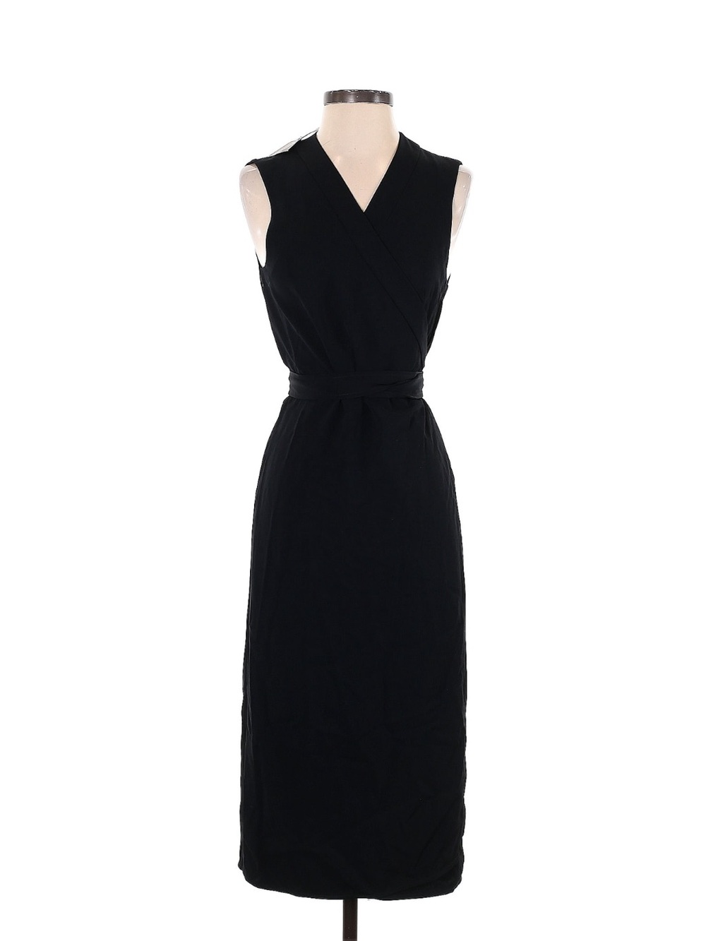 Everlane Black Sleeveless Wrap Midi Dress